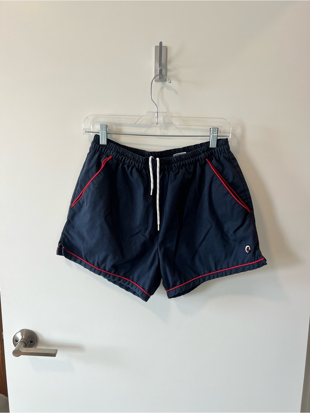 Vintage Southern Proper Navy Swim Trunks with Red Trim